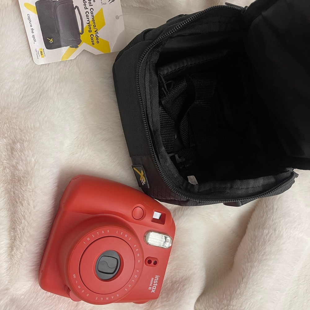 Red Polaroid Camera With Case